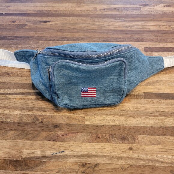 Blue Jean/Denim Waist Bag with American Flag - Picture 11 of 12